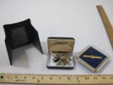 Lot of Men's Accessories including cuff links, tie clip, and Buxton Genuine Lambskin tri-fold
