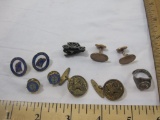 Lot of Assorted Jewelry, mostly transportation-themed including antique car cuff links, Holland