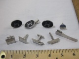 Lot of Assorted Men's Jewelry including silver tone cuff links and tie clip, 3 oz