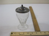 Vintage Glass with Sterling Silver Lid, lid is 22.0 g, 8 oz