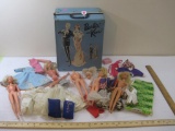 1963 Mattel Barbie & Ken Ponytail Case with Assorted Accessories and Dolls, see pictures for