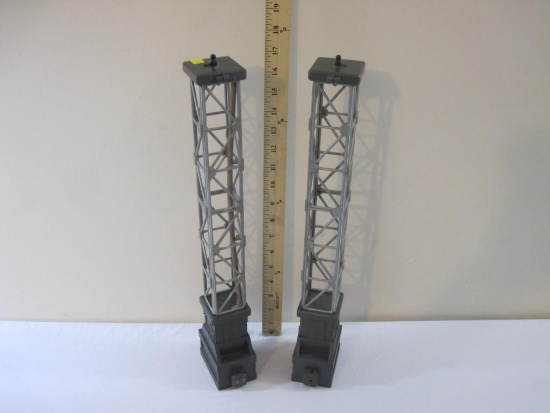 Set of 2 Plastic Towers for Train Displays, marked China, 12 oz