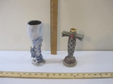 Two Fantasy Candle Holders including resin sword handle (Spencer Gifts 2001) and more, 1 lb 5 oz