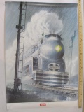 Santa Fe Blue Goose 4-6-4 3464 Flies Through Kansas Thunderstorm Diesel Locomotive Train Poster, 23