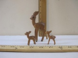 Three Hand-carved Wooden Deer Figures, doe and 2 fawns, 1 oz