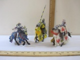 Three Medieval Knights with Horses from Plastoy and Blue Box 2004, 1 lb