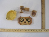 Lot of Assorted Collectibles including wooden tractor (made in Taiwan), Pennsbury Pottery