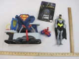 Lot of Assorted Superman, Batman, and Spiderman Toys, 1 lb 10 oz