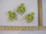 Three Vintage Green Monster Figures, 5 oz