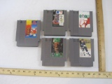 Five Nintendo NES Games including Short Order/Egg-splode!, Wayne Gretzky Hockey, Tecmo Bowl, Goal!,
