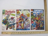 Three Marvel Comic Books including The Infinity Gauntlet No. 3 (Sept 1991), The Uncanny X-Men No.