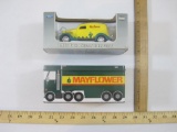 1935 Ford Sedan Mayflower Delivery Van 1:38 Scale by Crown Premiums and Mayflower Tin Metal Bank,