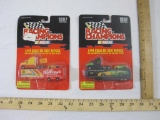 Two Racing Champions 1:144 Scale Die Cast Replica NASCAR Stock Car and Cab with Trailer, sealed,