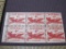 Six 1949 6 cent DC-4 US Air Mail stamp block, #C39a