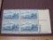 Block of 4 1951 3 cent The Landing of Cadillac at Detroit US postage stamps, Scott #1000