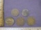 Lot of 5 1930s Australia coins: Three One Penny coins (1934, 35, 38), Two One Half Penny coins