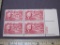 Block of 4 1945 FDR and Warm Springs 2 cent US postage stamps, #931