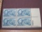 Roosevelt block of 4 1946 5 cent US postage stamps, #933