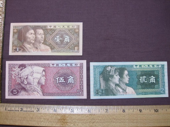 1980 China paper currency lot includes 1 Yi Jiao, 2 ER Jiao and 5 Wu Jiao