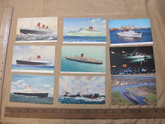Postcards of Ships including U.S.S N.C Battleship memorial and S.S Independence