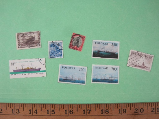 Lot of Foreign Postage Stamps from Poland, Canada, and Faroe Islands (Denmark)