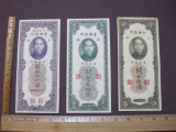 Three The Central Bank of China, Shanghai 1930 notes for 10 Customs Gold Units, 20 Custom Gold Units