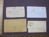 Red and black stamped 1840s correspondence from Massachusetts