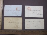 Vintage correspondence from Boston Massachusetts, with red stamped postage dating from the 1830s to