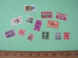 Lot of 13 US Postage Stamps including Pony Express 3-cent, 1932 William Penn 3-cent (Scott #724) and