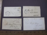 Correspondence from Connecticut with various colored stamped postage from the 1800s