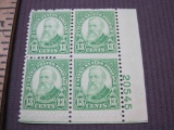 Block of 4 Benjamin Harrison Scott 694 1931 Stamps, in excellent condition