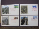 1979 Great Wall of China First Day of Issue, with postage stamps as well as silk patches of the