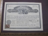 1899 sales certificate for barrels of Cedar Valley Rye Whiskey, from C.K. Bowman Distiller in