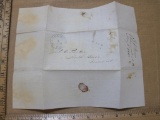 1848 handwritten letter with blue Claremont, NH postmark and blue 