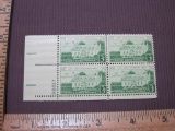 Block of 4 1958 Home of George Mason 3 cent US postage stamps, #1108