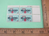 Block of 4 Giving Blood Saves Lives 6-Cent US Postage Stamps, Scott #1425