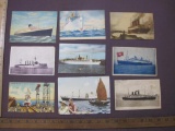 Cruise Liners, Destroyers, Ships and Battleship Postcards, 2oz