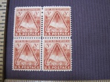 Fort Bliss Centennial block of 4 1948 3 cent US postage stamps, #976