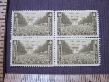 Block of 4 1945 US Army/Troops under Arc de Triumph 3 cent US postage stamps, #934