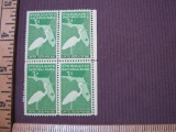 Everglades National Park block of 4 1947 3 cent US postage stamps, #952