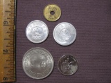 Lot of Asian coins, including Taiwan coin with bust of Chiang Kai-shek