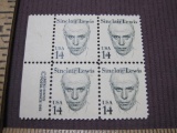 Sinclair Lewis block of 4 1985 14 cent US postage stamps, #1856