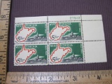 West Virginia block of 4 1963 5 cent US postage stamps, #1232