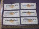 Batch of 6 canceled 1899 checks from the Citizens National Bank in Waynesburg, PA