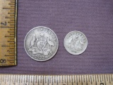 One 1922 Australia Silver One Shilling and one 1928 Australia Silver Threepence coin WEIGHT