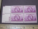 Block of 4 1945 Florida Centennial 3 cent US postage stamps, #927