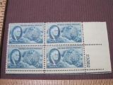Roosevelt block of 4 1946 5 cent US postage stamps, #933