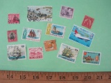 Lot of 13 Assorted Postage Stamps including Bermuda, Isle of Oar, Norfolk Island and more