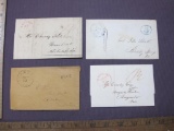 Red, black, and blue stamped correspondence from the 1830s to the 1850s