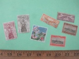 Lot of 7 Assorted Postage Stamps including Spain, Monaco, Uruguay and US